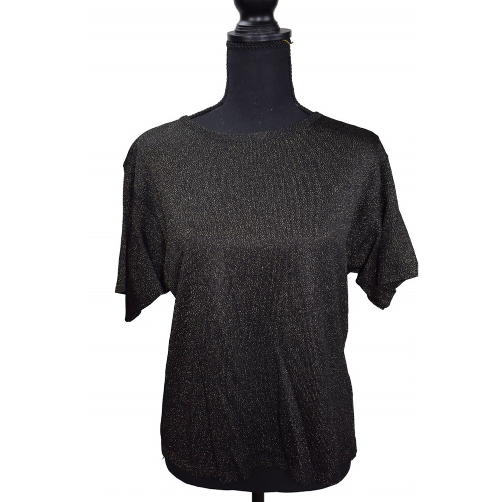 Liz Claiborne Black/Gold Metallic Blouse - Sz L